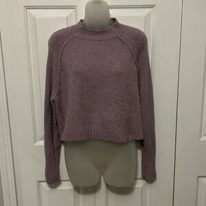 Jolie & Joy sz Large Purple Mock Neck Cropped Sweater GIC B1313